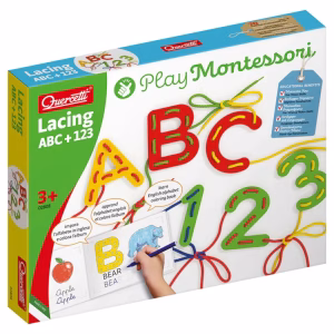 Quercetti Jeu de Laçage Montessori ABC 123 – 3A+