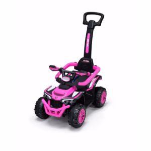 Voiture à Pousser 3 en 1 – Porteur Bébé avec Bascule Électrique - Rose Fonce