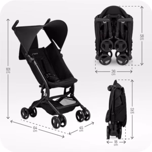 Poussette Burbay Original One of One – Ultra-Légère 5.5kg –  Black