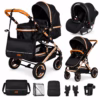 Poussette Bébé 3 en 1 avec Siège Auto – Noir